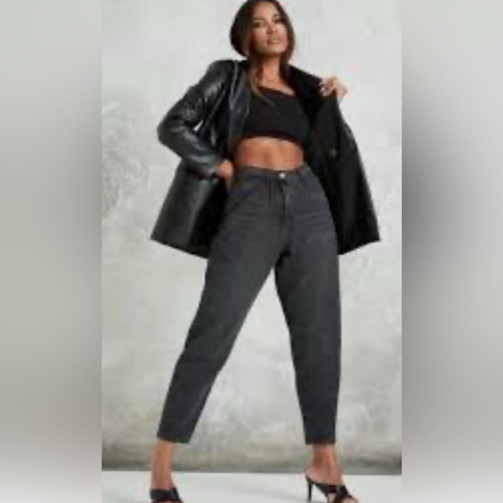 Missguided High Rise Charcoal Jeans